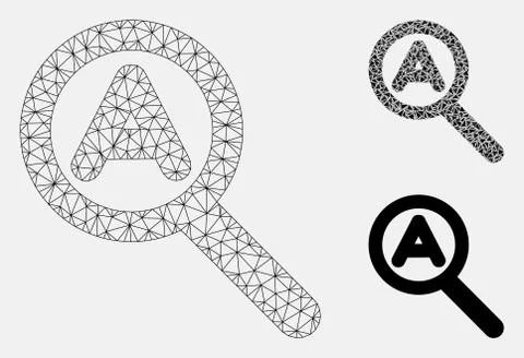 Zoom Auto Scale Vector Mesh Network Model and Triangle Mosaic Icon Ilustração Stock