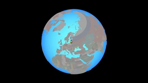 Zoom to Baltic States with flags on map Stock Footage 99817623