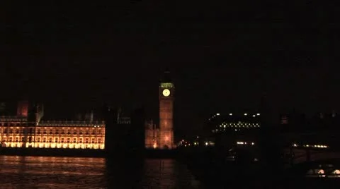 Zoom into Big Ben at night Stock Footage 11643392
