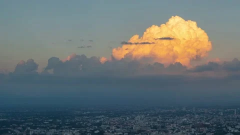 Zoom in of big cumulus clouds looking like explosion in the sky Stock Footage 168977039