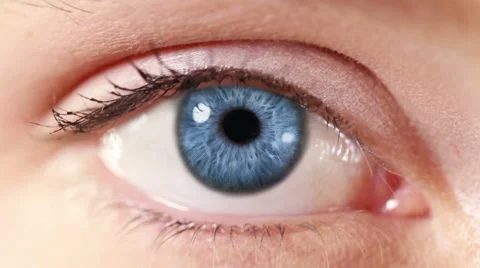 Zoom in from a blue human eye to a tunnel animation. Blue. Stock Footage 59583428