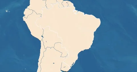 Zoom in of a brazil map with most important cities and frontier lines Stock Footage 328057809