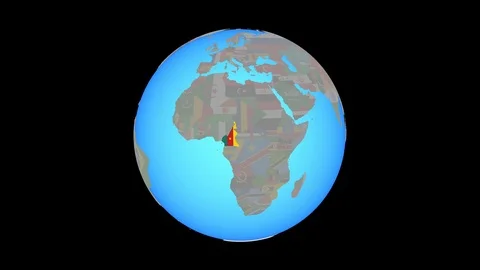 Zoom to Cameroon with flag on map Stock Footage 99816957
