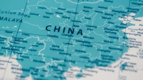 Zoom in china map exploring geographical regions cartography and cultural Stock Footage 309853539