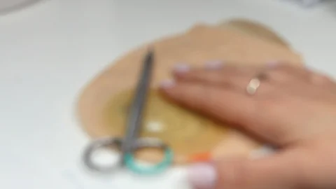 Zoom in colostomy bag, supply needed after colostomy surgery Video stock 122107397