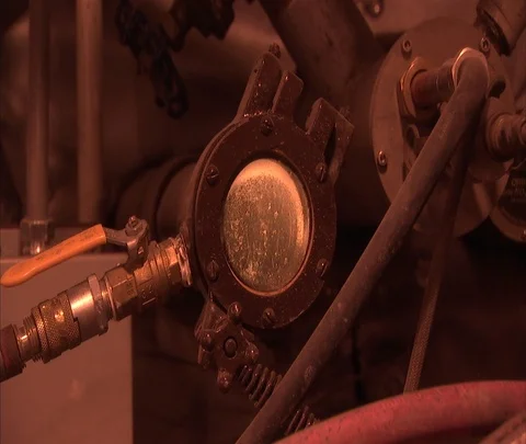 Zoom in to CU machinery inside coal power plant Stock Footage 86693818