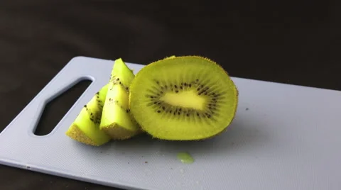 Zoom in on a cut kiwi fruit 4K Stock Footage 47244170