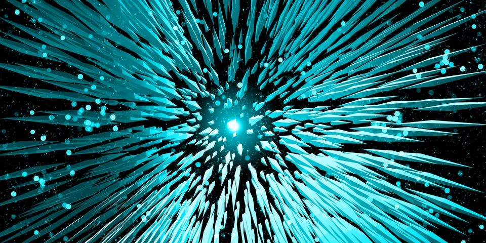 ZOOM design explosion Of sharp lines and triangular light 3d illustration Stock Illustration