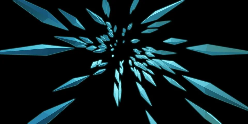 ZOOM design explosion Of sharp lines and triangular light 3d illustration 스톡 일러스트