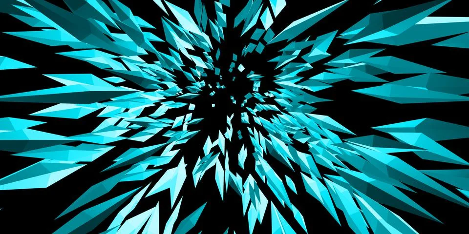 ZOOM design explosion Of sharp lines and triangular light 3d illustration Stock Illustration