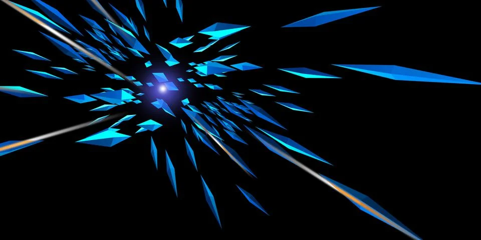 ZOOM design explosion Of sharp lines and triangular light 3d illustration Stock Illustration