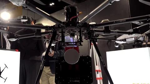 Zoom Into Display Drone Technology at The Commercial UAV Show Stock Footage 255659924