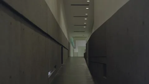 Zoom down austere hallway Stock Footage 310688512