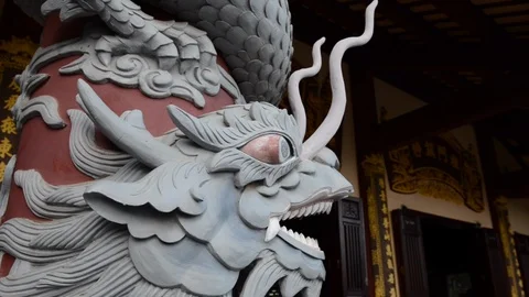 Zoom in Dragon's head at Cha Linh Ung Stock Footage 113678046