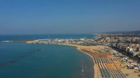 Zoom In Drone Footage Of Pescara Beaches With Ferris Wheel At The End Stock Footage 120082953
