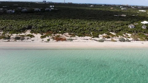Zoom-In Drone Shot on Beach - Long Bay Beach - Turks and Caicos, 4K Stock Footage 121970042