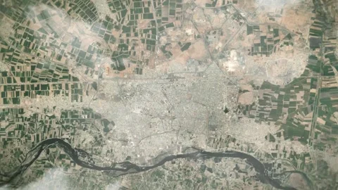 Zoom of the earth from space to the city Raqqa, Syria. Stock Footage 245431635