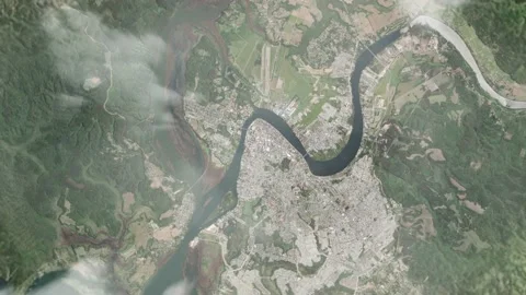 Zoom of the earth from space to the Valdivia, Chile. Video stock 236453094