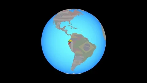 Zoom to Ecuador with flag on map Stock Footage 99817671
