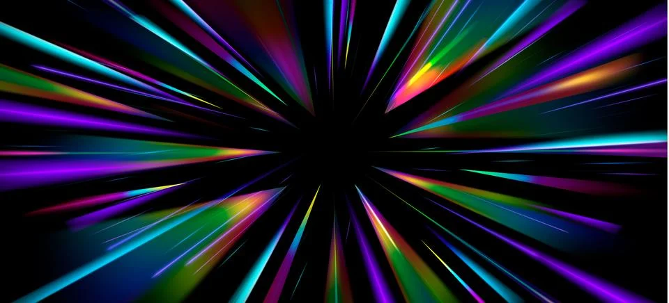 Zoom effect light rays, radial speed neon lines Illustrazione stock
