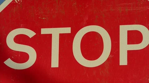 Zoom effect at stop sign at dangerous road junction united kingdom Stock Footage 260176921