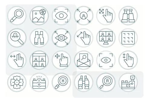 Zoom Exclusive Vector Set featuring 24 Thin Line Detail Enhanced Retina Rea.. Stockillustratie