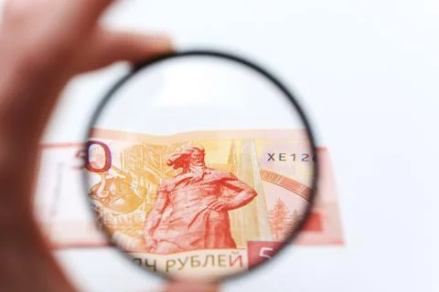 Zoom filter for camera lens shows details of banknote Stock Photos