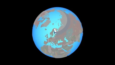 Zoom to Finland with flag on map Stock Footage 99817375