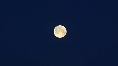 Zoom in full moon in the dark blue sky Stock Footage 101363501