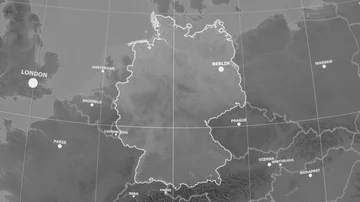 Zoom-in on Germany outlined. Grayscale Stock Footage 86010714