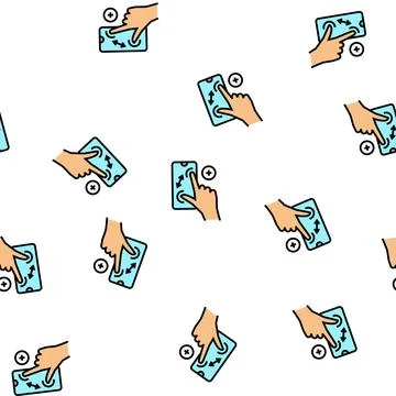 Zoom in gesture phone screen vector seamless pattern Stock Illustration