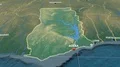Zoom-in on Ghana extruded. Relief 4k or 4k+ Resolution