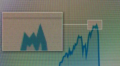 Zoom to graph on mobile screen with pixels Stock Photos
