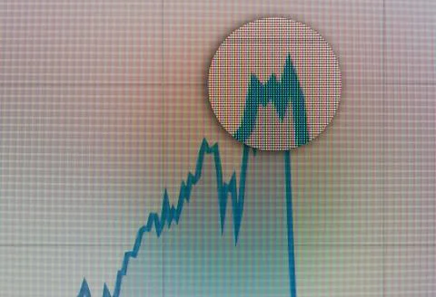 Zoom to graph peak on mobile screen Stock Photos