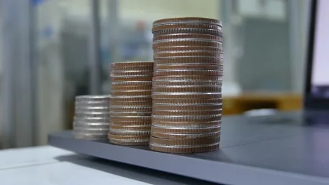 Zoom in group of coins. Stock Footage 149302421