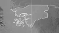 Zoom-in on Guinea-Bissau outlined. Grayscale 4k or 4k+ Resolution