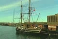 Zoom in to historical Boston Tea Party tour ship Footage