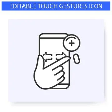 Zoom in horizontal hand gesture line icon.Editable 스톡 일러스트
