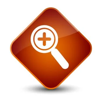 Zoom in icon elegant brown diamond button Stock Illustration