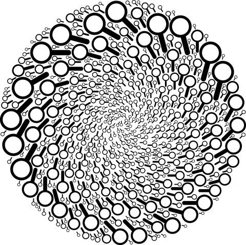 Zoom Icon Exploding Spheric Globula Collage イラスト素材