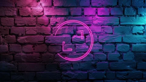 Zoom Icon neon on brick wall background Stock Footage 276700508