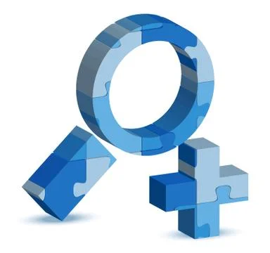Zoom in icon in puzzle Illustrazione stock