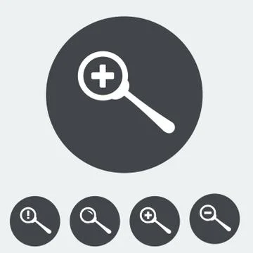 Zoom in icon, set of vector icons with magnifires. Flat design. 스톡 일러스트