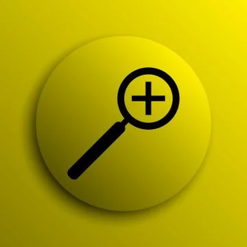 Zoom in icon. Yellow internet button.. 스톡 일러스트