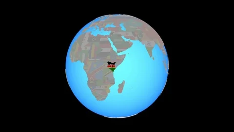 Zoom to Kenya with flag on map Stock Footage 99817590