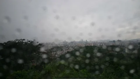 A zoom KL thru raindrop Stock Footage 145804599