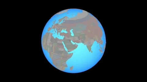 Zoom to Kuwait with flag on map Stock Footage 99817834
