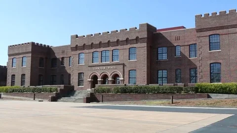 Zoom in of Lanier Hall with Blue Sky Stock Footage 69224546