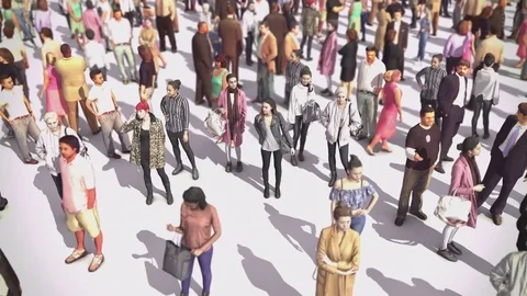 Zoom In from Large Anonymous Crowd of People to Single Person Stock Footage
