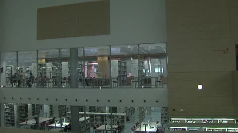 Zoom in on library bookcase Stock Footage 21092275